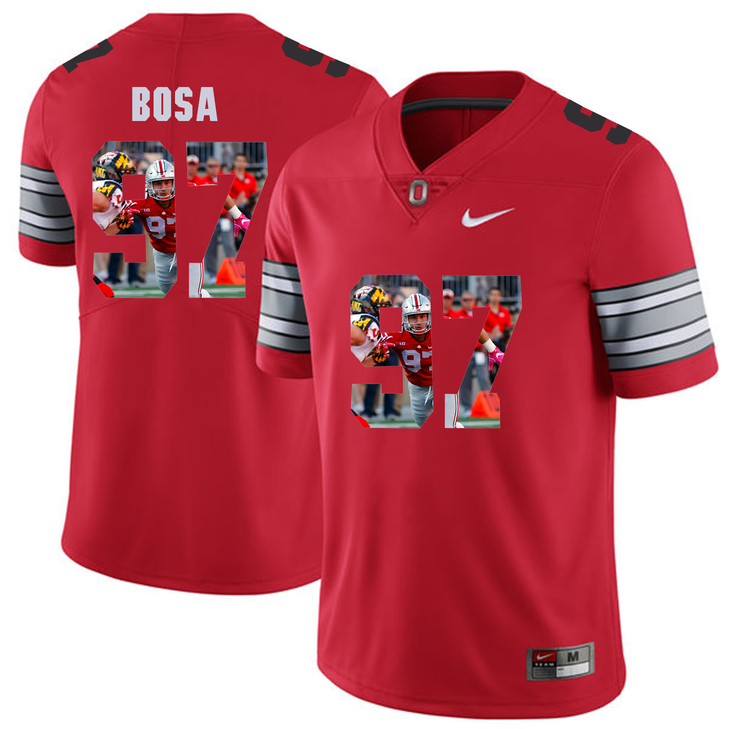 Men Ohio State #97 Bosa Red Fashion Edition Customized NCAA Jerseys->->Custom Jersey